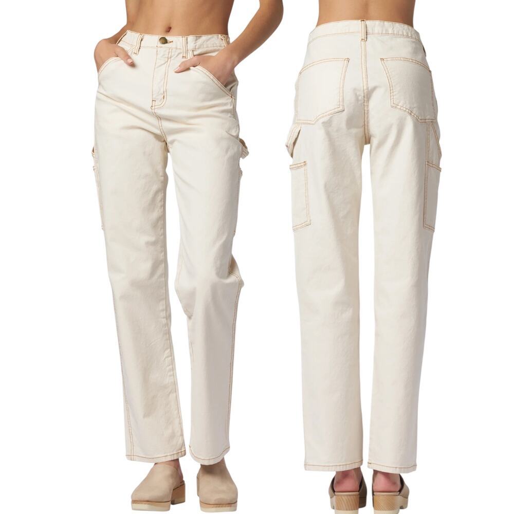 The Great. Women's 'The Carpenter Pant' Cargo, Straight, Natural White, Size 28